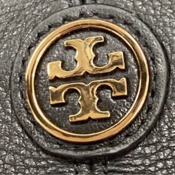 Tory Burch Black Pebbled Leather Satchel Tote – Gold Hardware – Classic Logo - Picture 9 of 17